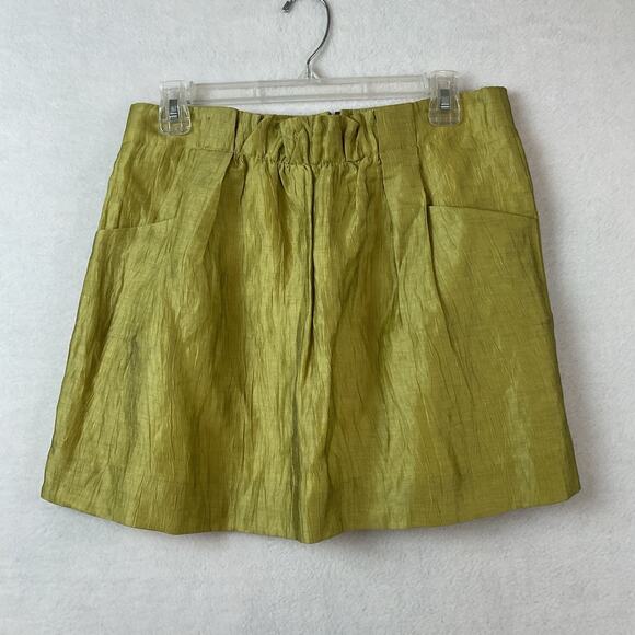 J Crew Skirt Womens Size 4 Lime Green Linen Blend Lined Pockets Back Zip Mini - Picture 1 of 12